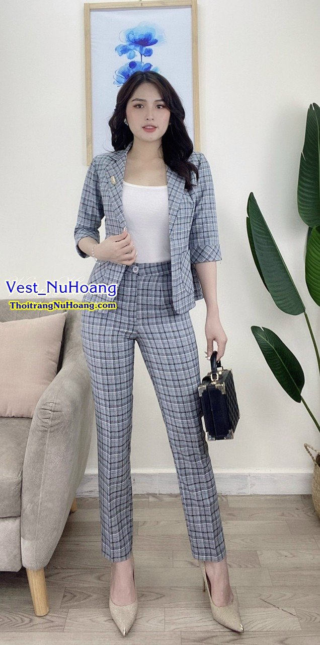 Bộ Vest nữ công sở đẹp, trẻ trung, thanh lịch (Tặng áo thun trong) – VN87